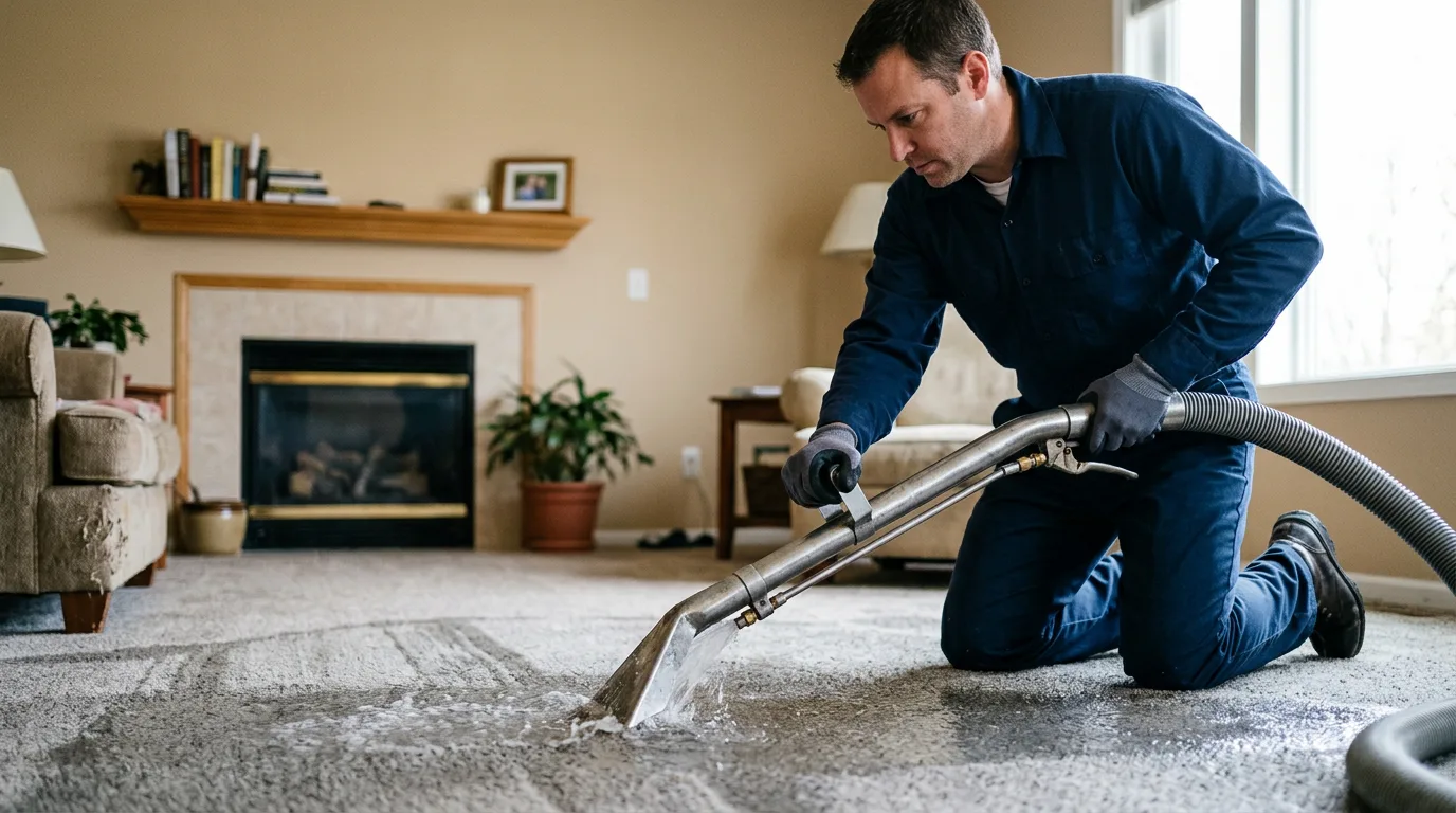 Water damage restoration technician working near Summit, UT